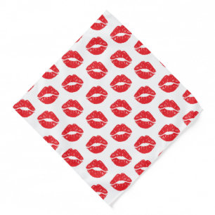 Red Lips, Red Lipstick, Kiss, Pattern Of Lips Bandana