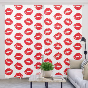 Red Lips, Red Lipstick, Kiss, Pattern Of Lips Blackout Curtains