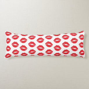 Red Lips, Red Lipstick, Kiss, Pattern Of Lips Body Pillow