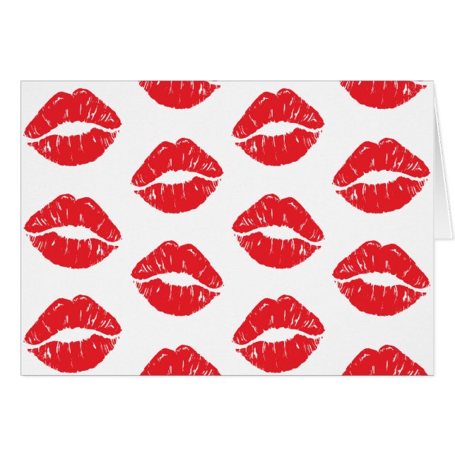 Red Lips, Red Lipstick, Kiss, Pattern Of Lips Cards (Front Horizontal)