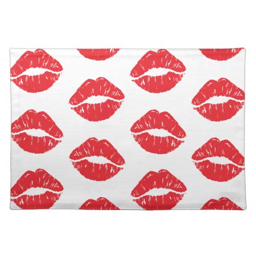 Red Lips Red Lipstick Kiss Pattern Of Lips Cloth Placemat