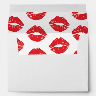 Red Lips, Red Lipstick, Kiss, Pattern Of Lips Envelope