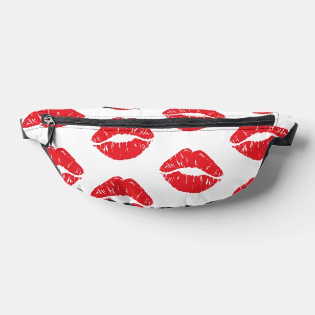 Red Lips, Red Lipstick, Kiss, Pattern Of Lips Fanny Pack (Lay Down)