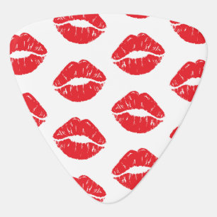 Red Lips, Red Lipstick, Kiss, Pattern Of Lips Guitar Pick