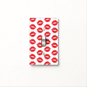 Red Lips, Red Lipstick, Kiss, Pattern Of Lips Light Switch Cover