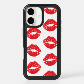 Red Lips, Red Lipstick, Kiss, Pattern Of Lips iPhone 16 Case