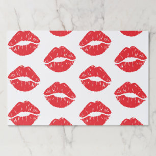 Red Lips, Red Lipstick, Kiss, Pattern Of Lips Paper Pad