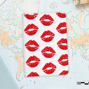 Red Lips, Red Lipstick, Kiss, Pattern Of Lips Passport Holder