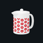 Red Lips, Red Lipstick, Kiss, Pattern Of Lips Teapot<br><div class="desc">Elegant, stylish and sophisticated pattern with red lips. Modern and trendy gift, perfect for the makeup lover in your life.</div>