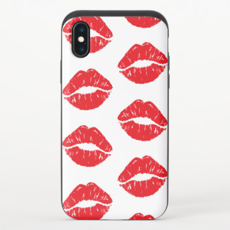 Red Lips, Red Lipstick, Kiss, Pattern Of Lips iPhone X Slider Case