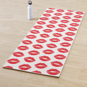 Red Lips, Red Lipstick, Kiss, Pattern Of Lips Yoga Mat