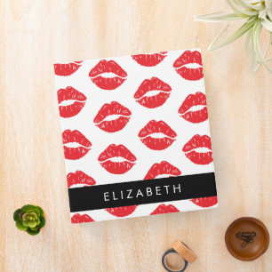 Red Lips, Red Lipstick, Pattern Of Lips, Your Name 3 Ring Binder