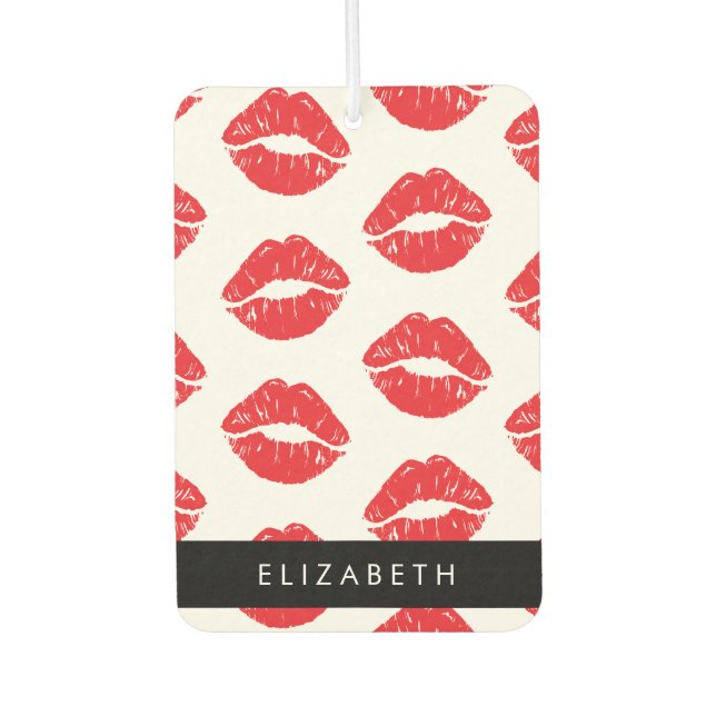 Red Lips, Red Lipstick, Pattern Of Lips, Your Name Air Freshener (Front)