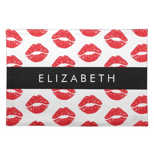 Red Lips Red Lipstick Pattern Of Lips Your Name Cloth Placemat