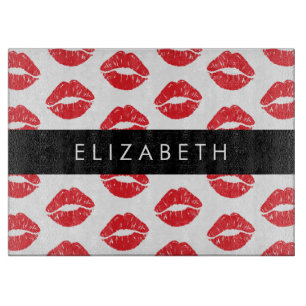 Red Lips, Red Lipstick, Pattern Of Lips, Your Name Cutting Board