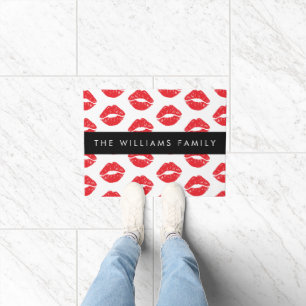 Red Lips, Red Lipstick, Pattern Of Lips, Your Name Doormat
