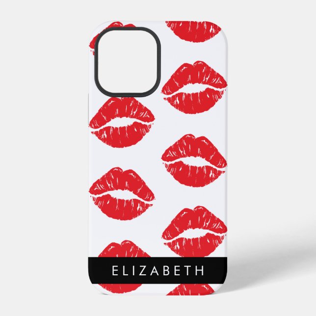 Red Lips, Red Lipstick, Pattern Of Lips, Your Name Iphone Case (Back)