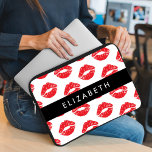Red Lips, Red Lipstick, Pattern Of Lips, Your Name Laptop Sleeve<br><div class="desc">Elegant,  stylish and sophisticated pattern with red lips. Modern and trendy gift,  perfect for the makeup lover in your life. Personalize by adding your name,  nickname,  monogram or initials.</div>