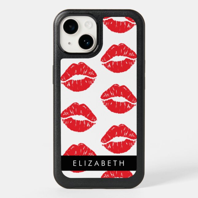 Red Lips, Red Lipstick, Pattern Of Lips, Your Name Otterbox iPhone Case (Back)