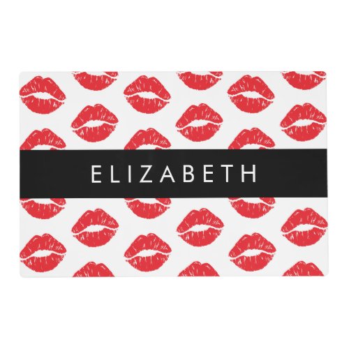 Red Lips Red Lipstick Pattern Of Lips Your Name Placemat