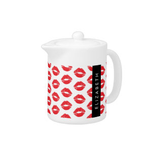 Red Lips, Red Lipstick, Pattern Of Lips, Your Name Teapot