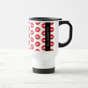 Red Lips, Red Lipstick, Pattern Of Lips, Your Name Travel Mug