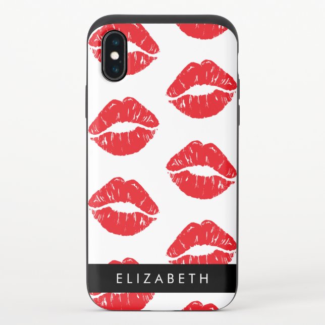 Red Lips, Red Lipstick, Pattern Of Lips, Your Name Uncommon iPhone Case (Back)