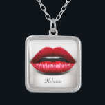 Red Lips Retro Beauty Stylish Monogram Name Silver Plated Necklace<br><div class="desc">Red Lips Retro Beauty Stylish Monogram Name - Unique and Personalized design for you.</div>