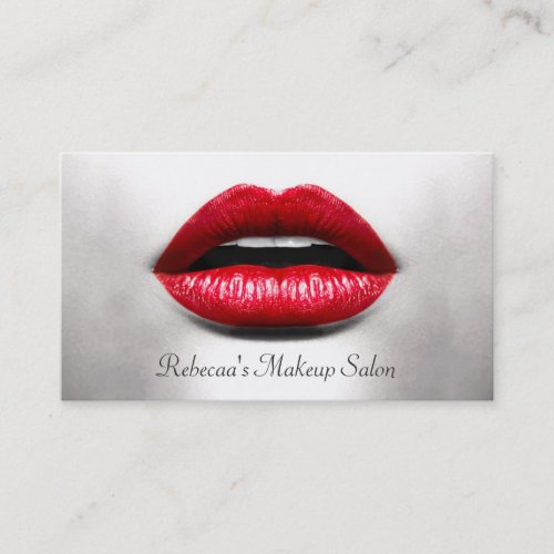 Red Lips Retro Monochrome - Makeup Artist Double-Sided Standard Business Cards (Pack Of 100)