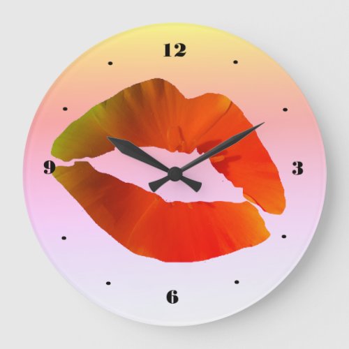 Red Lips Round Large Wall Clock