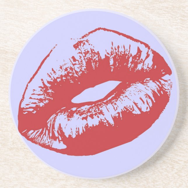 Red Lips Sandstone Coaster (Front)