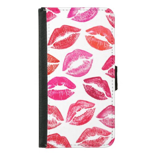 Red lips set white background samsung galaxy s5 wallet case