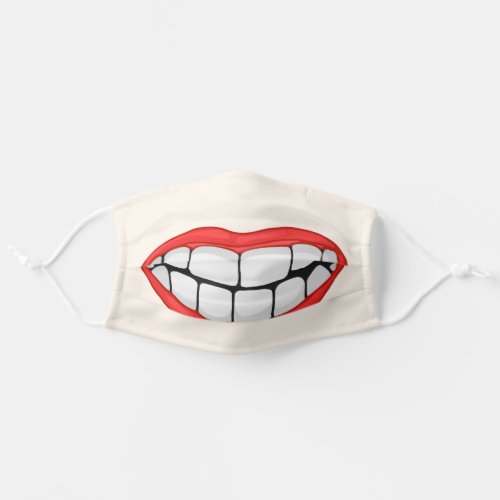 red lips smile on light skin tone adult cloth face mask