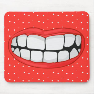red lips smile with big teeth mouse pad