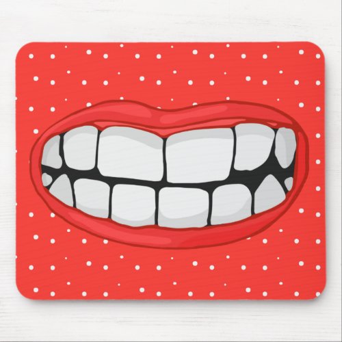 red lips smile with big teeth mouse pad