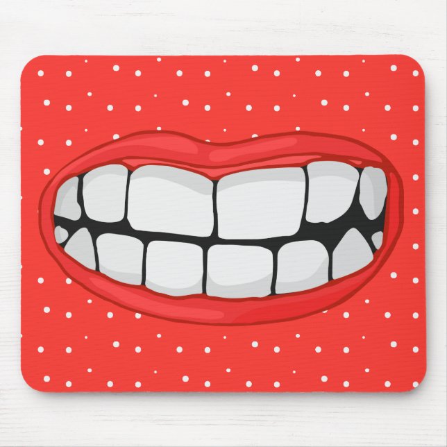 red lips smile with big teeth mouse pad (Front)