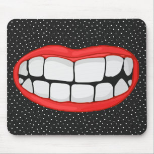 red lips smile with big teeth mouse pad