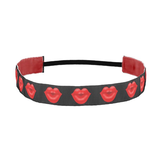 Red lips solar rays big kiss athletic headband (Front)