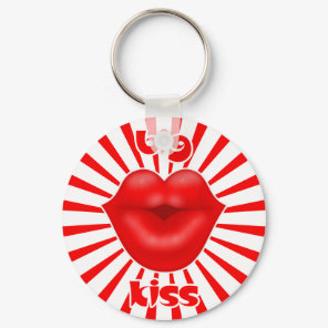 Red lips solar rays big kiss keychain