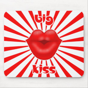 Red lips solar rays big kiss mouse pad