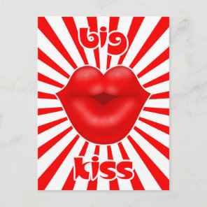 Red lips solar rays big kiss postcard