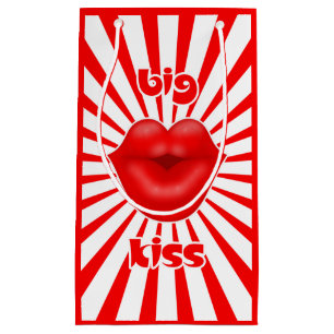 Red lips solar rays big kiss small gift bag