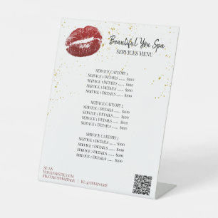 *~* RED LIPS tabletop  Table Tent Pedestal Sign