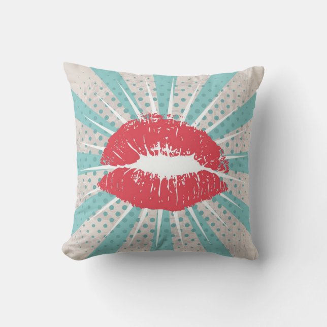 Red lips throw pillow (Front)