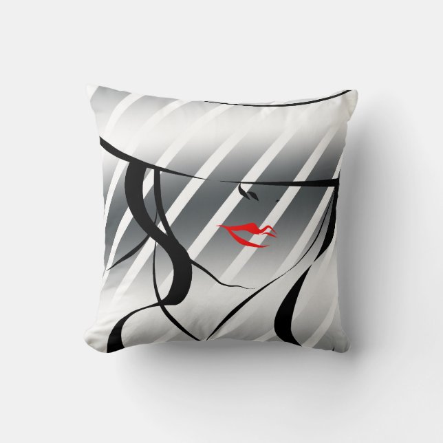 Red lips throw pillow (Front)