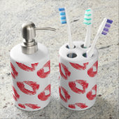 Red Lips Toothbrush Holder and Soap Dispenser Set (Front)