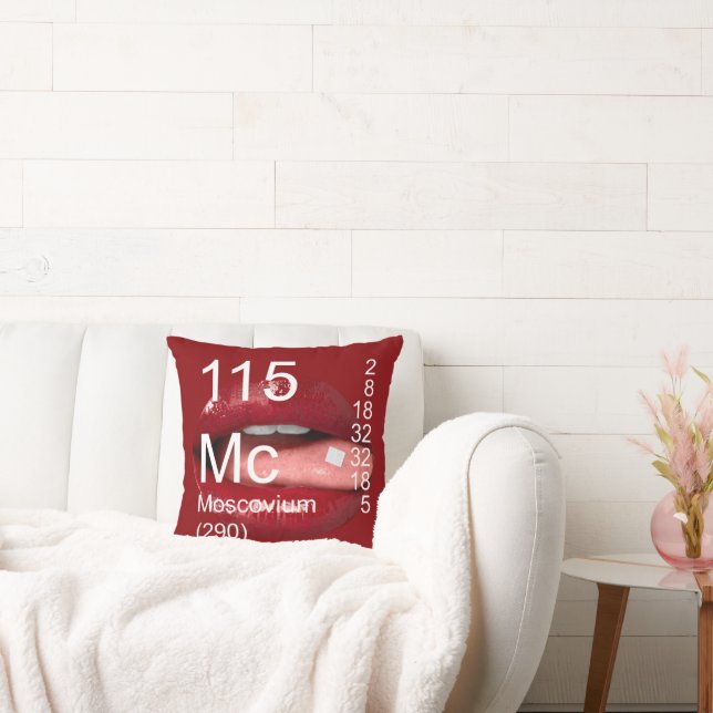 Red Lips Tripping Alien Element 115  Throw Pillow (Couch)