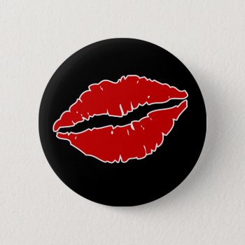 Red Lips Valentine's Day Button by rheasdesigns at Zazzle