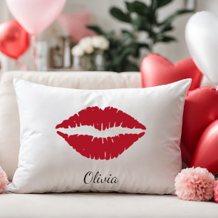 Red Lips, Valentine's Day Couple Gift,  Lumbar Pillow