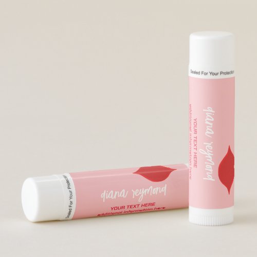 Red Lips with Her Name Pink Lip Balm